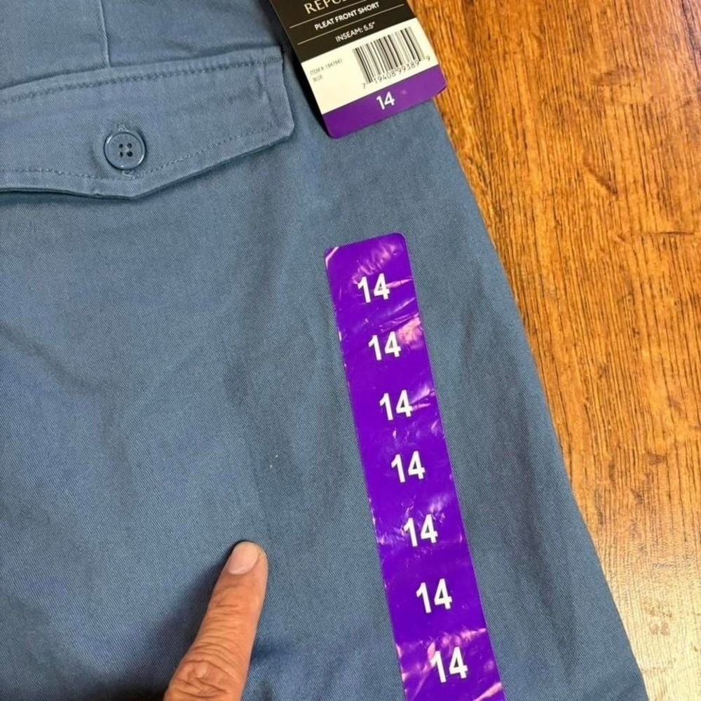 Banana Republic Blue Pleat Front Shorts Size 14 Cotton Blend 5.5" Inseam - Picture 7 of 7